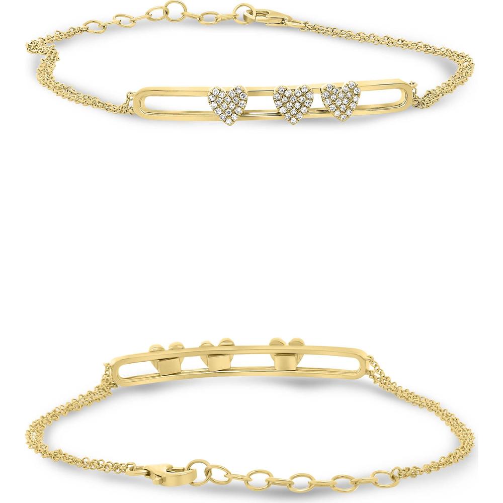 Roman & Jules - 14K Yellow Gold Heart Shape Diamond Bracelet with 0.14 Carat Total Diamond Weight