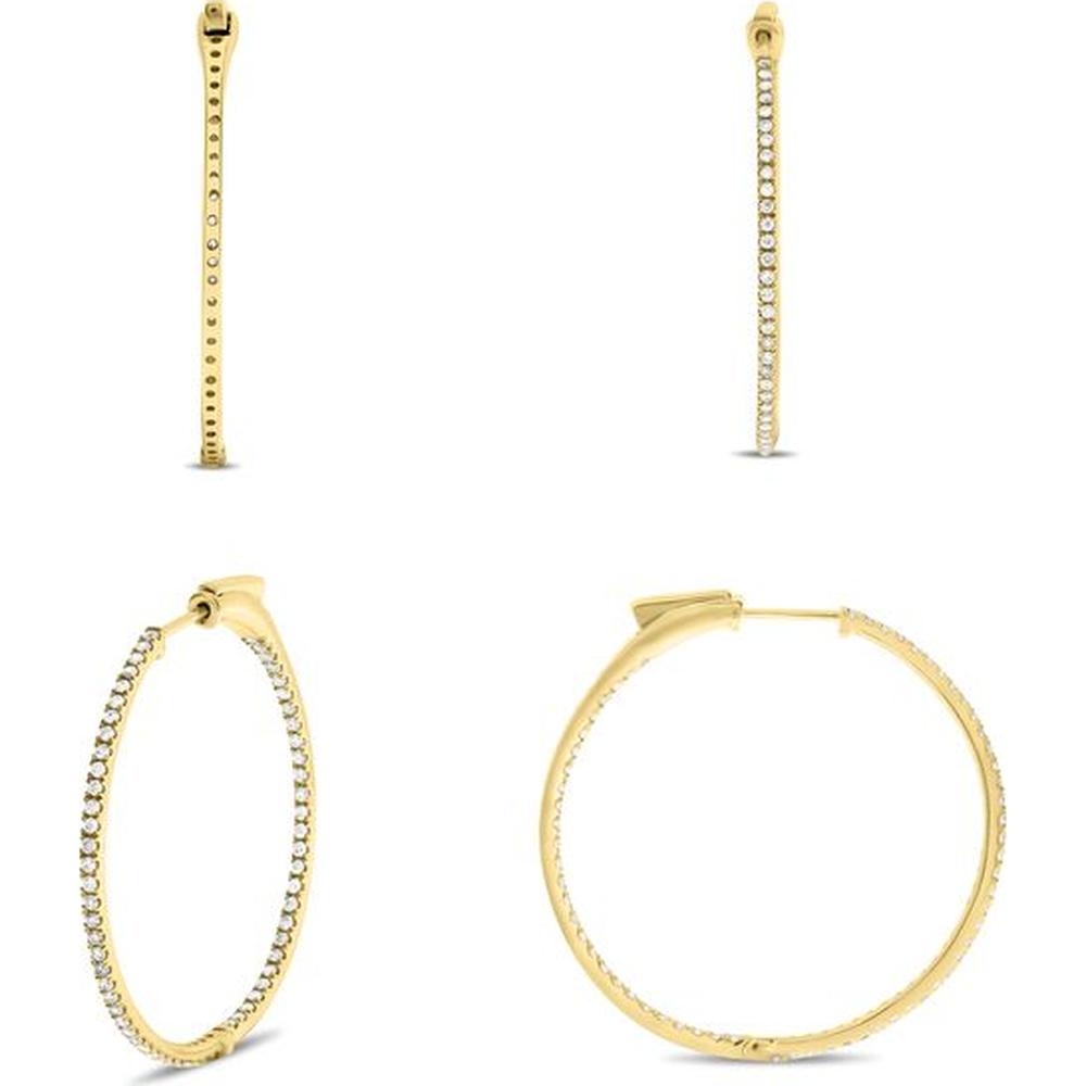 Roman & Jules - 14K Yellow Gold Hoop Earrings with 0.50 Carat Round Diamonds in Micropavé Setting