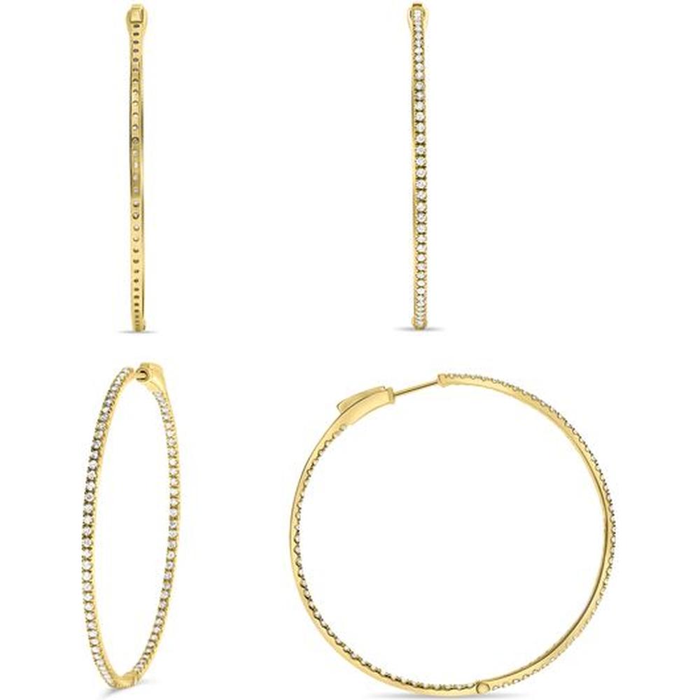 Roman & Jules - 14K Yellow Gold Hoop Earrings with 1.00 Carat Total Round Diamonds in Micropavé Setting