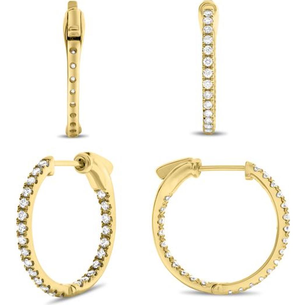 Roman & Jules - 14K Yellow Gold Hoop Earrings with Micropavé Set Round Diamonds - 0.50 Carat Total Diamond Weight