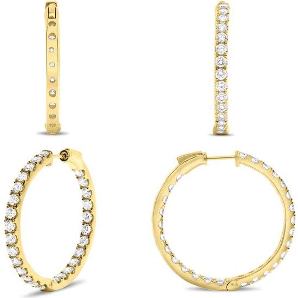Roman & Jules - 14K Yellow Gold Hoop Earrings with Micropavé Set Round Diamonds - 1.00 Carat Total Diamond Weight