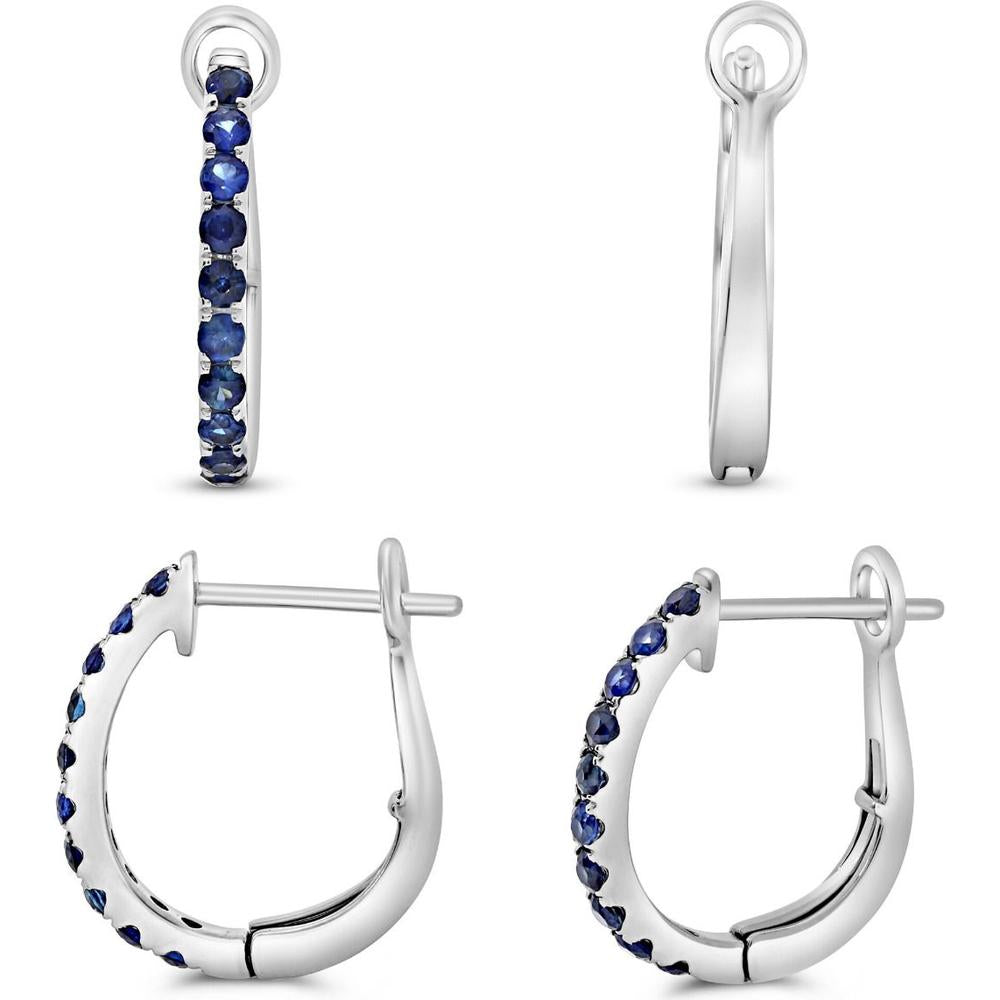 Roman & Jules - 14K Yellow Gold Hoop Earrings with Micropavé Set Sapphires - 1.00 Carat Total Sapphire Weight