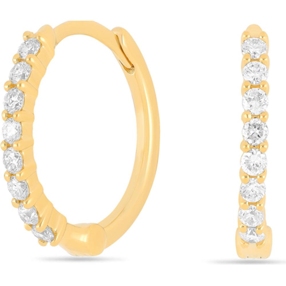 Roman & Jules - 14K Yellow Gold Hoop Earrings with Round Diamonds - 0.21 Carat Total Diamond Weight