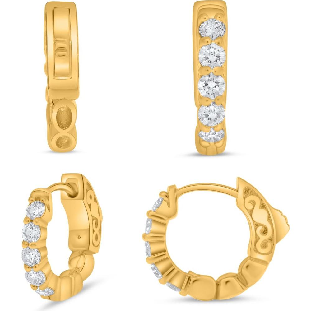 Roman & Jules - 14K Yellow Gold Hoop Earrings with Round Diamonds - 0.45 Carat Total Diamond Weight