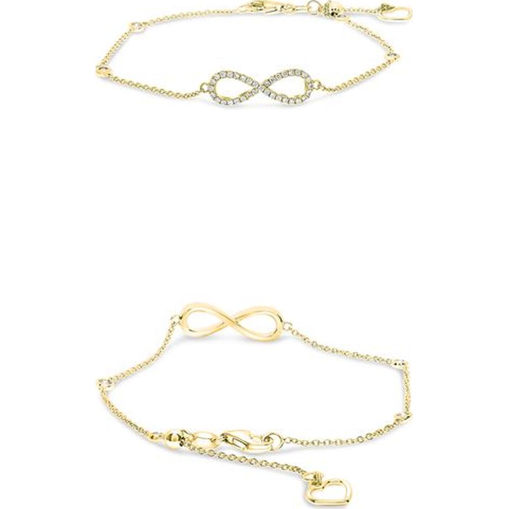 Roman & Jules - 14K Yellow Gold Infinity Bracelet with Micropavé Round Diamonds - 0.28 Carat Total Diamond Weight