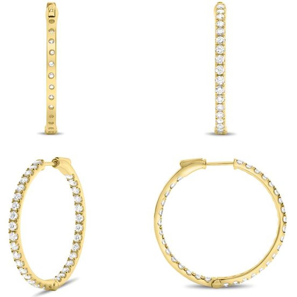 Roman & Jules - 14K Yellow Gold Large Hoop Earrings with 2.00 Carat Total Round Diamonds Set in Micropavé