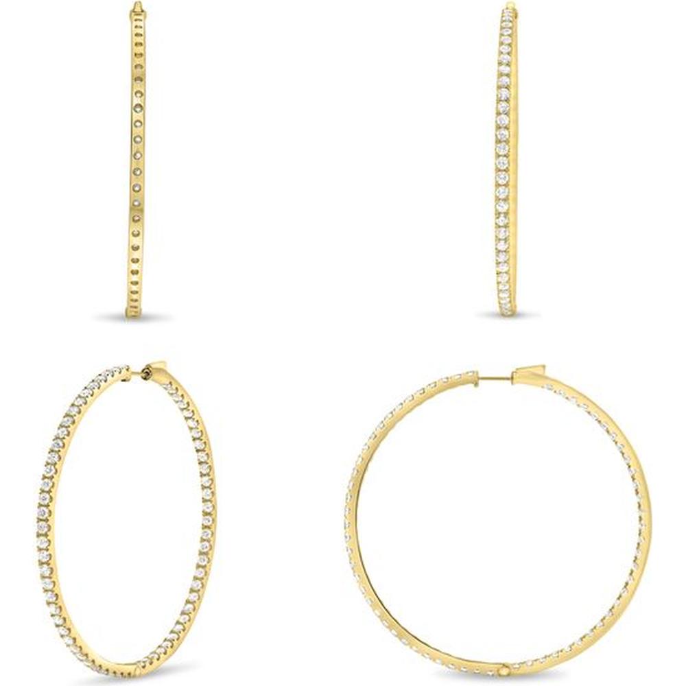 Roman & Jules - 14K Yellow Gold Large Hoop Earrings with Micropavé Set Round Diamonds - 1.00 Carat Total Diamond Weight
