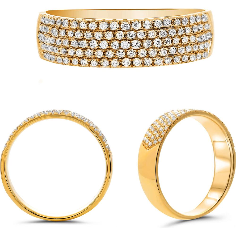 Roman & Jules - 14K Yellow Gold Micropavé Band with Round Diamonds - 0.30 Carat Total Diamond Weight