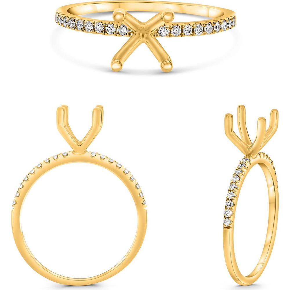 Roman & Jules - 14K Yellow Gold Micropavé Diamond Band Ring with Round Diamonds - 0.12 Carat Total Diamond Weight