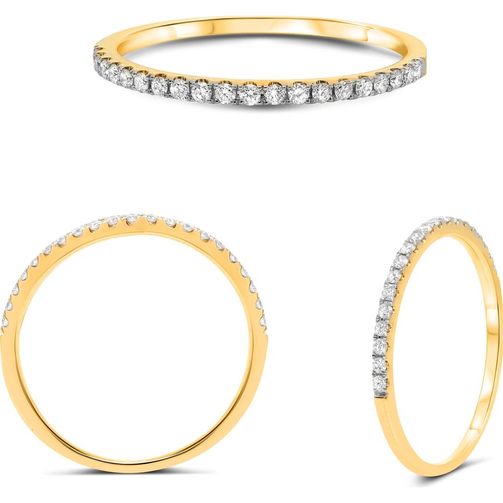 Roman & Jules - 14K Yellow Gold Micropavé Diamond Band Ring with Round Diamonds - 0.15 Carat Total Diamond Weight
