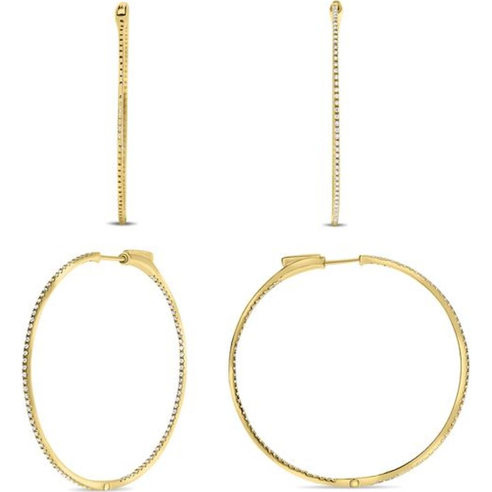 Roman & Jules - 14K Yellow Gold Micropavé Diamond Hoop Earrings - 1.00 Carat Total Diamond Weight
