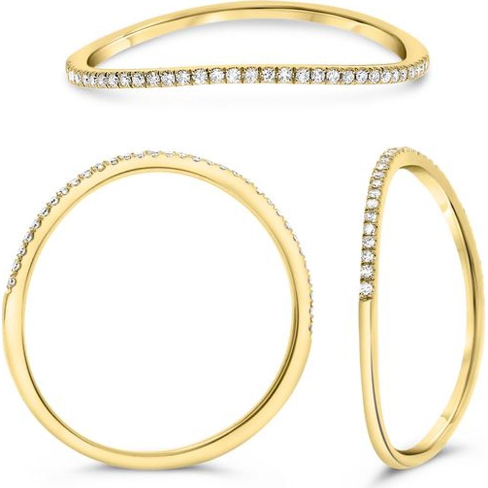 Roman & Jules - 14K Yellow Gold Micropavé Diamond Ring - 0.08 Carat Total Diamond Weight
