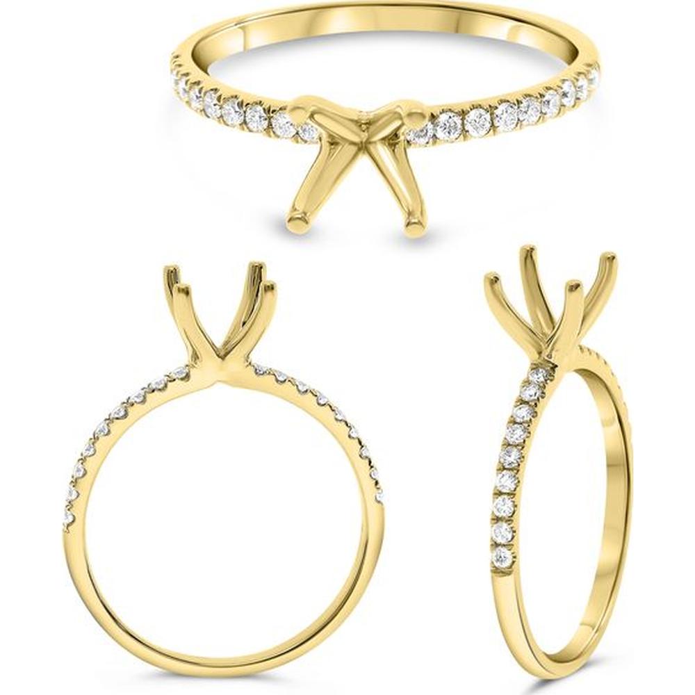 Roman & Jules - 14K Yellow Gold Micropavé Diamond Ring with 0.17 Carat Round Diamonds