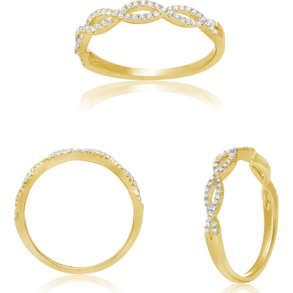 Roman & Jules - 14K Yellow Gold Micropavé Diamond Twist Band Ring - 0.18 Carat Total Diamond Weight