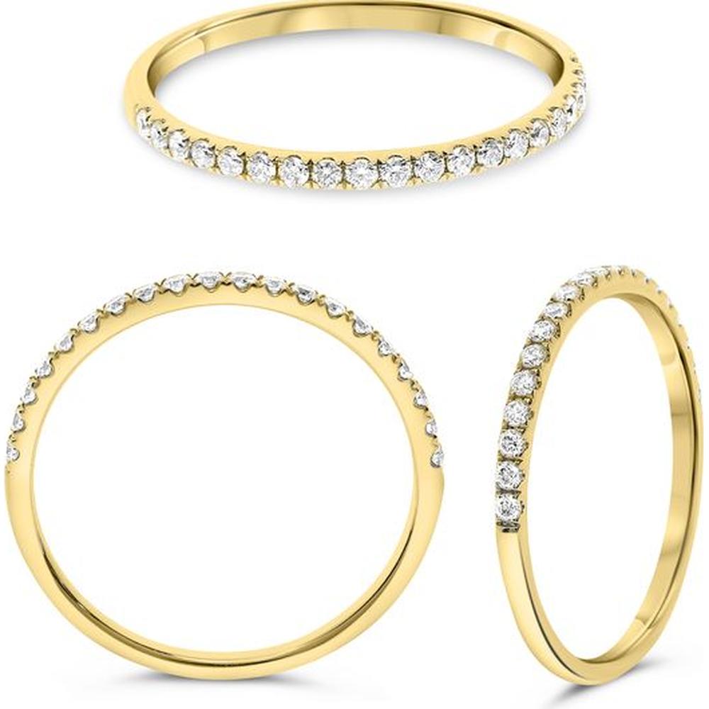Roman & Jules - 14K Yellow Gold Micropavé Round Diamond Band Ring - 0.19 Carat Total Diamond Weight