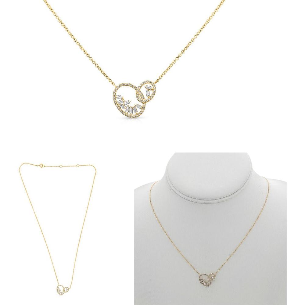 Roman & Jules - 14K Yellow Gold Necklace with Round and Baguette Diamonds - 0.29 Carat Total Diamond Weight