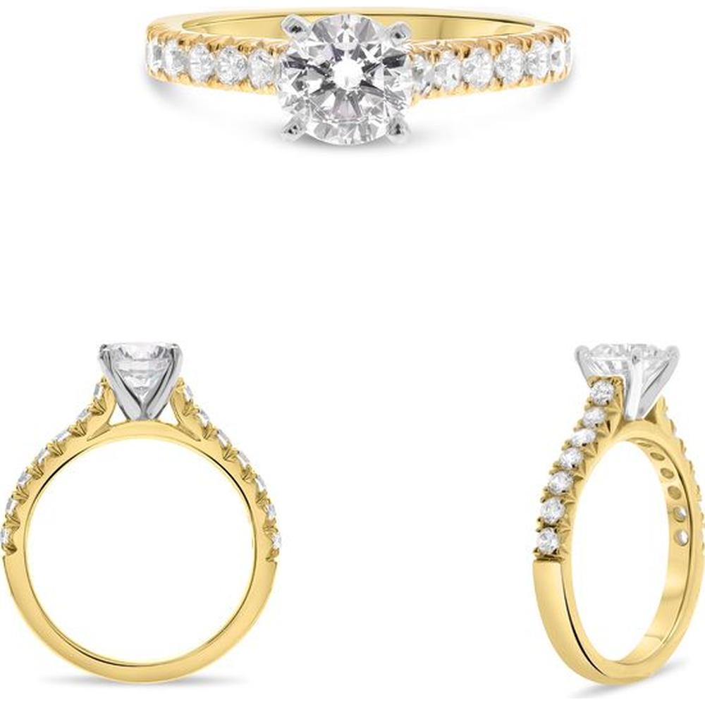 Roman & Jules - 14K Yellow Gold Oval Diamond Ring with French Pave Setting - 0.45 Carat Total Diamond Weight