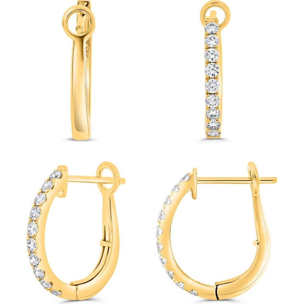 Roman & Jules - 14K Yellow Gold Oval Hoop Earrings with 0.40 Carat Round Diamonds in Micropavé Setting