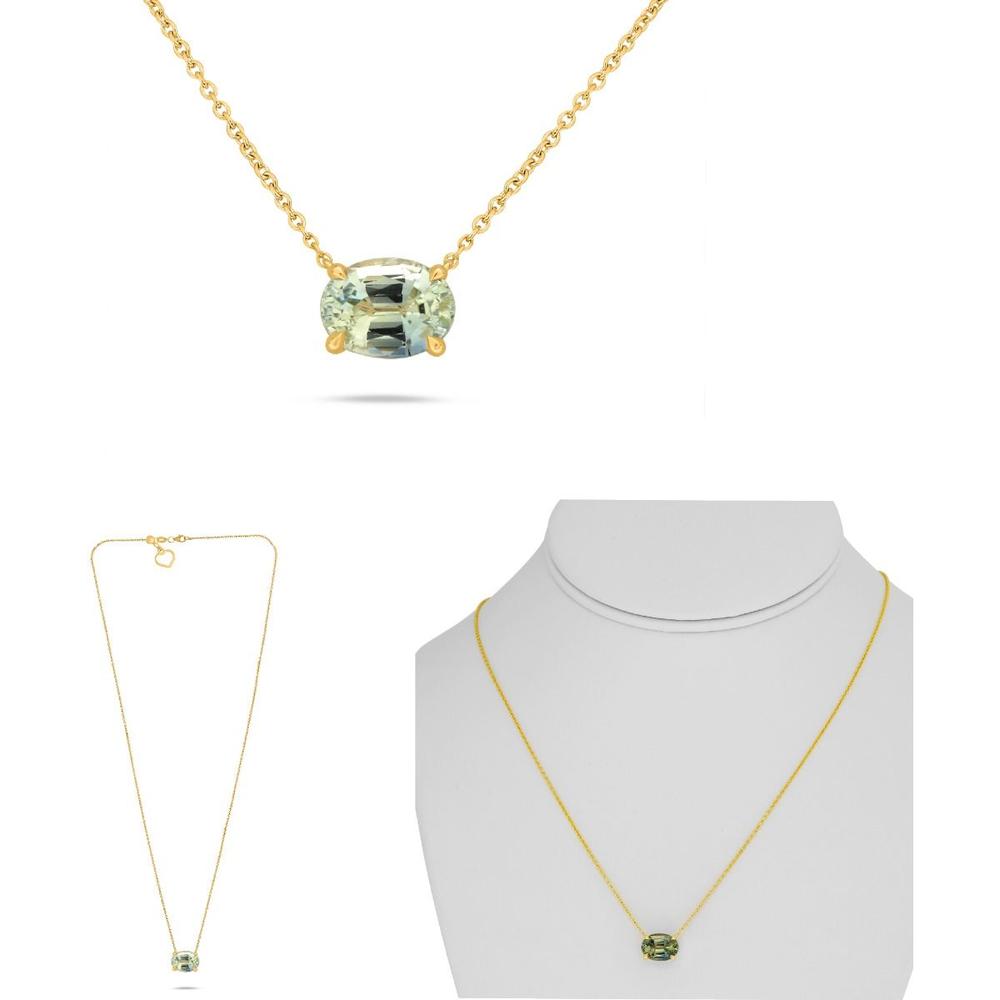 Roman & Jules - 14K Yellow Gold Oval Natural Yellow Sapphire Pendant Necklace