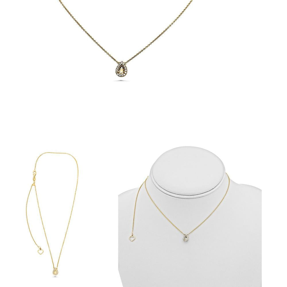 Roman & Jules - 14K Yellow Gold Pave Diamond Halo Semi-Mount Y Necklace with Round Diamonds - 0.11 Carat Total Diamond Weight
