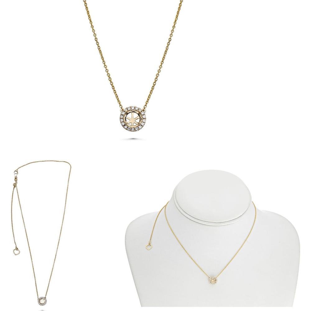Roman & Jules - 14K Yellow Gold Pave Diamond Halo Y Necklace - 0.14 Carat Total Diamond Weight