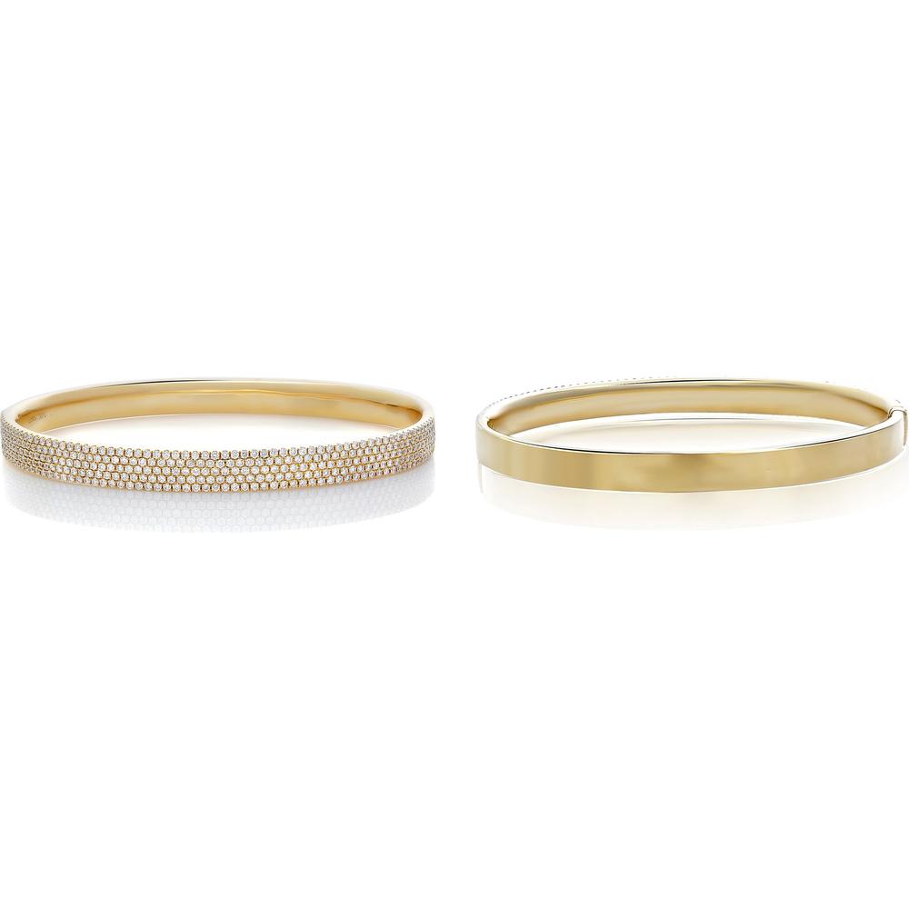 Roman & Jules - 14K Yellow Gold Pave Set Diamond Bangle - 2.00 Carat Total Diamond Weight