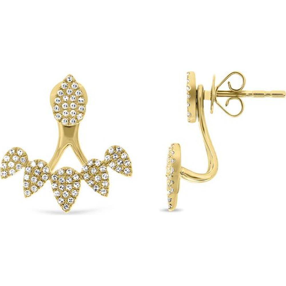 Roman & Jules - 14K Yellow Gold Pear Shape Diamond Cluster Earrings - 0.76 Carat Total Diamond Weight