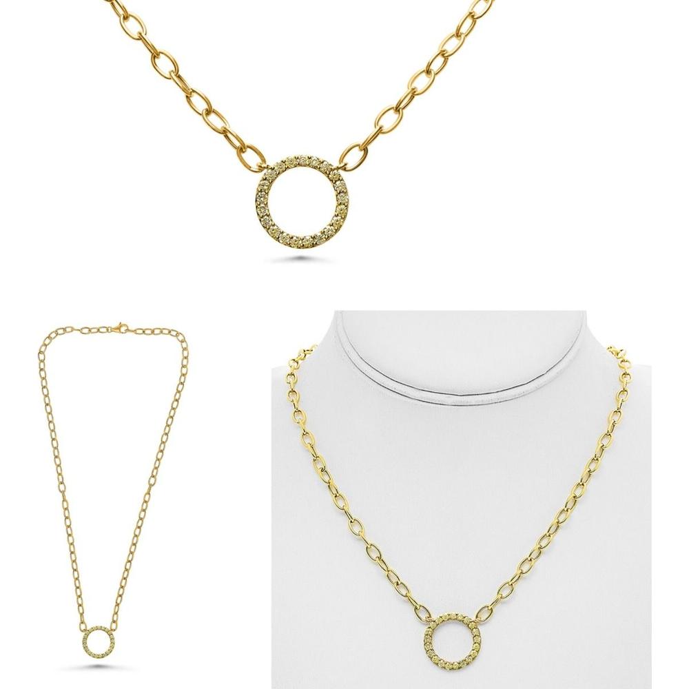 Roman & Jules - 14K Yellow Gold Pendant Necklace with 1.00 Carat Round Diamond in Shared Setting
