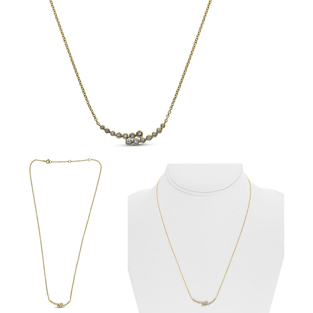 Roman & Jules - 14K Yellow Gold Pendant Necklace with Bezel Set Round Diamonds - 0.20 Carat Total Diamond Weight