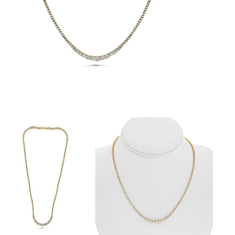 Roman & Jules - 14K Yellow Gold Riviera Necklace with Round Diamonds - 7.00 Carat Total Diamond Weight
