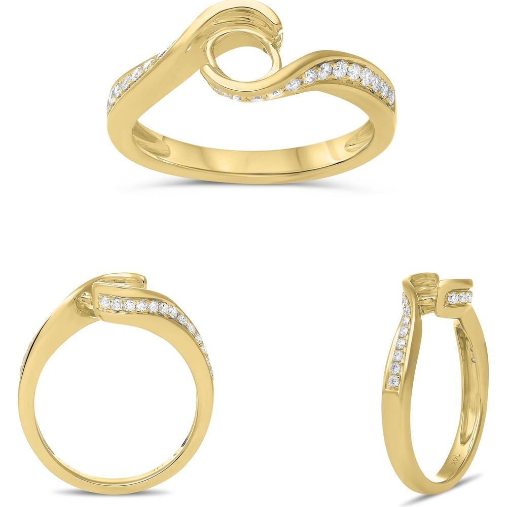 Roman & Jules - 14K Yellow Gold Round Diamond Band Ring with Diamond Accents - 0.22 Carat Total Diamond Weight