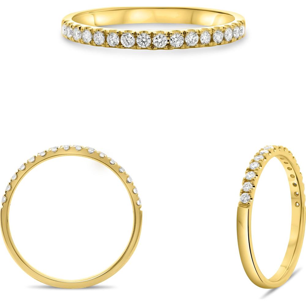 Roman & Jules - 14K Yellow Gold Round Diamond Band Ring with Micropavé Setting - 0.25 Carat Total Diamond Weight