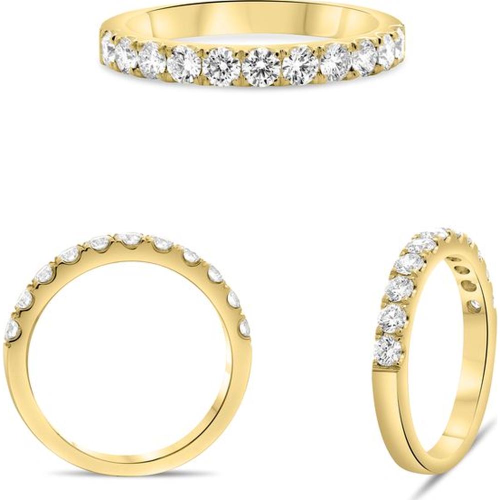 Roman & Jules - 14K Yellow Gold Round Diamond Band Ring with Micropavé Setting - 0.75 Carat Total Diamond Weight