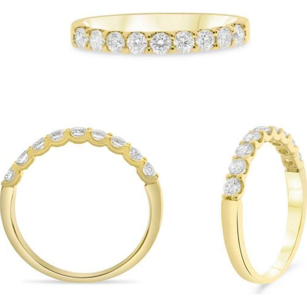 Roman & Jules - 14K Yellow Gold Round Diamond Band Ring with Shared U-Shape Setting - 0.50 Carat Total Diamond Weight