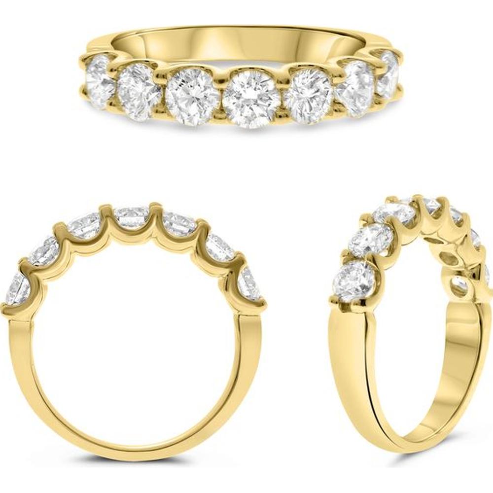 Roman & Jules - 14K Yellow Gold Round Diamond Band with Shared U-Prong Setting - 1.50 Carat Total Diamond Weight