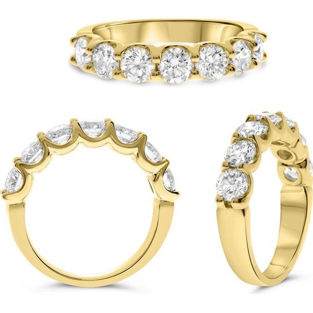 Roman & Jules - 14K Yellow Gold Round Diamond Band with Shared U-Shape Setting - 2.00 Carat Total Diamond Weight