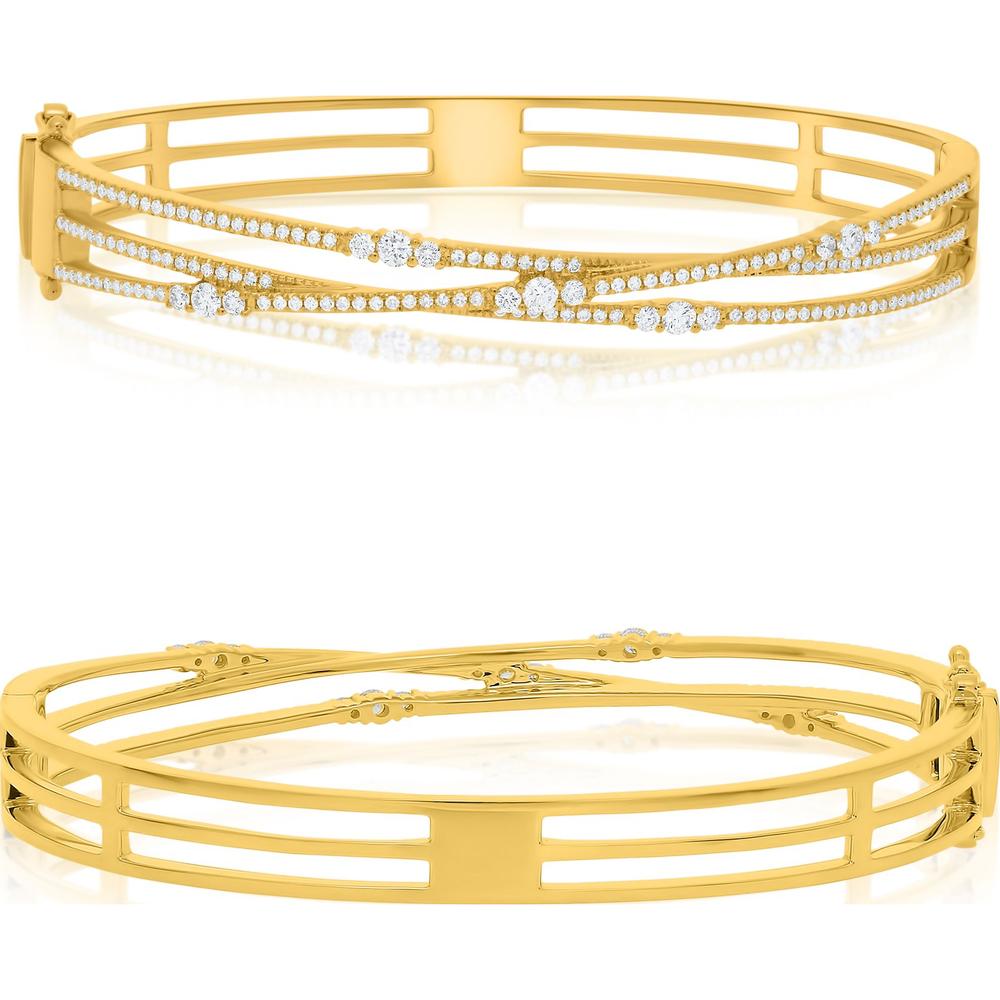 Roman & Jules - 14K Yellow Gold Round Diamond Bangle - 0.85 Carat Total Diamond Weight