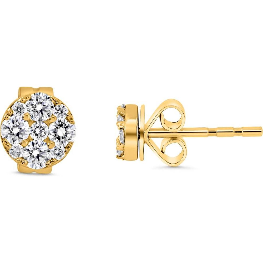 Roman & Jules - 14K Yellow Gold Round Diamond Cluster Earrings - 0.28 Carat Total Diamond Weight