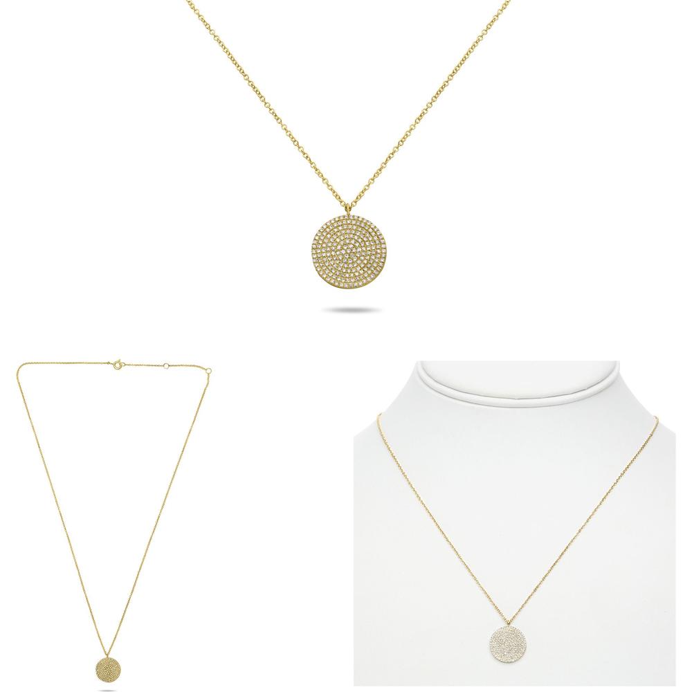 Roman & Jules - 14K Yellow Gold Round Diamond Cluster Necklace - 0.41 Carat Total Diamond Weight