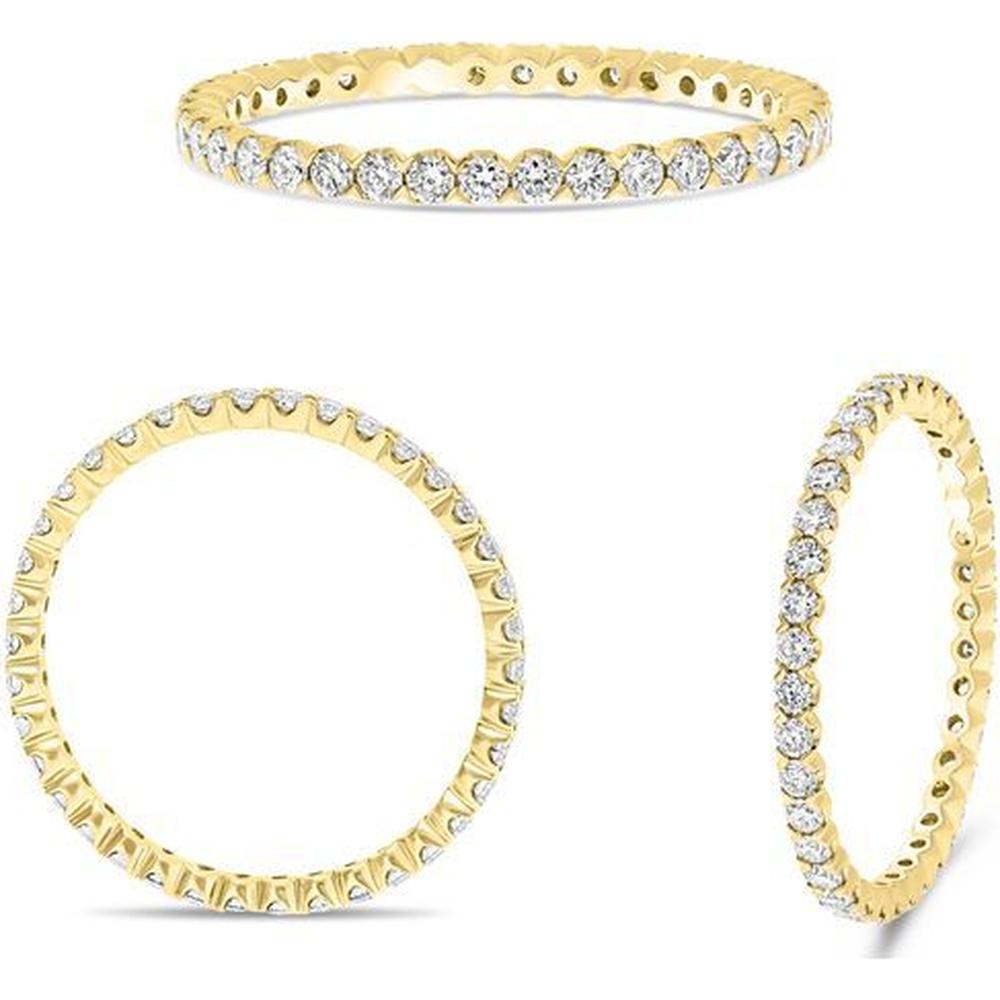 Roman & Jules - 14K Yellow Gold Round Diamond Eternity Ring with Fishtail Setting - 0.52 Carat Total Diamond Weight