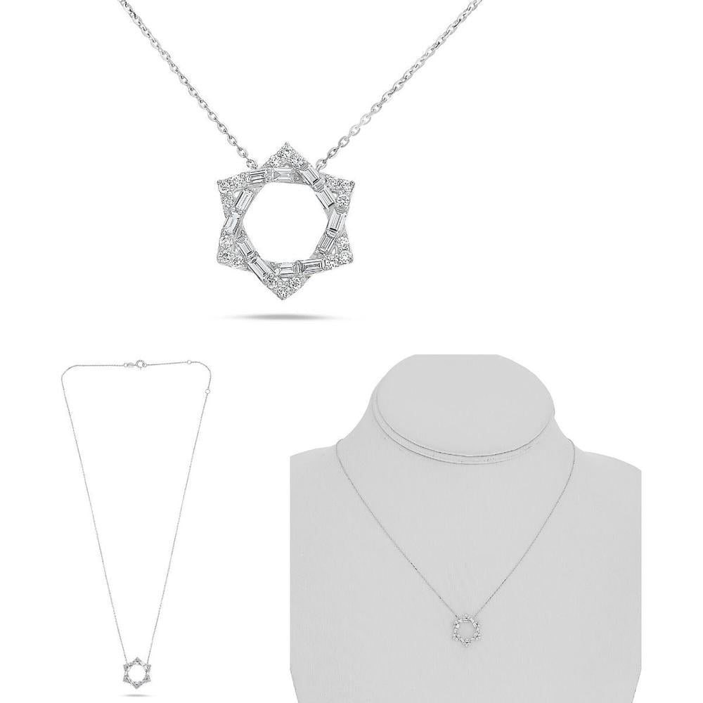 Roman & Jules - 14K Yellow Gold Round Diamond Halo Necklace - 0.50 Carat Total Diamond Weight