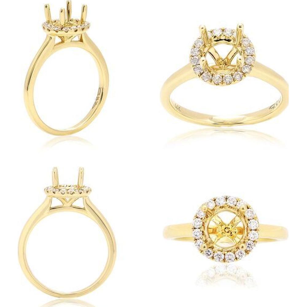 Roman & Jules - 14K Yellow Gold Round Diamond Halo Ring - 0.20 Carat Total Diamond Weight