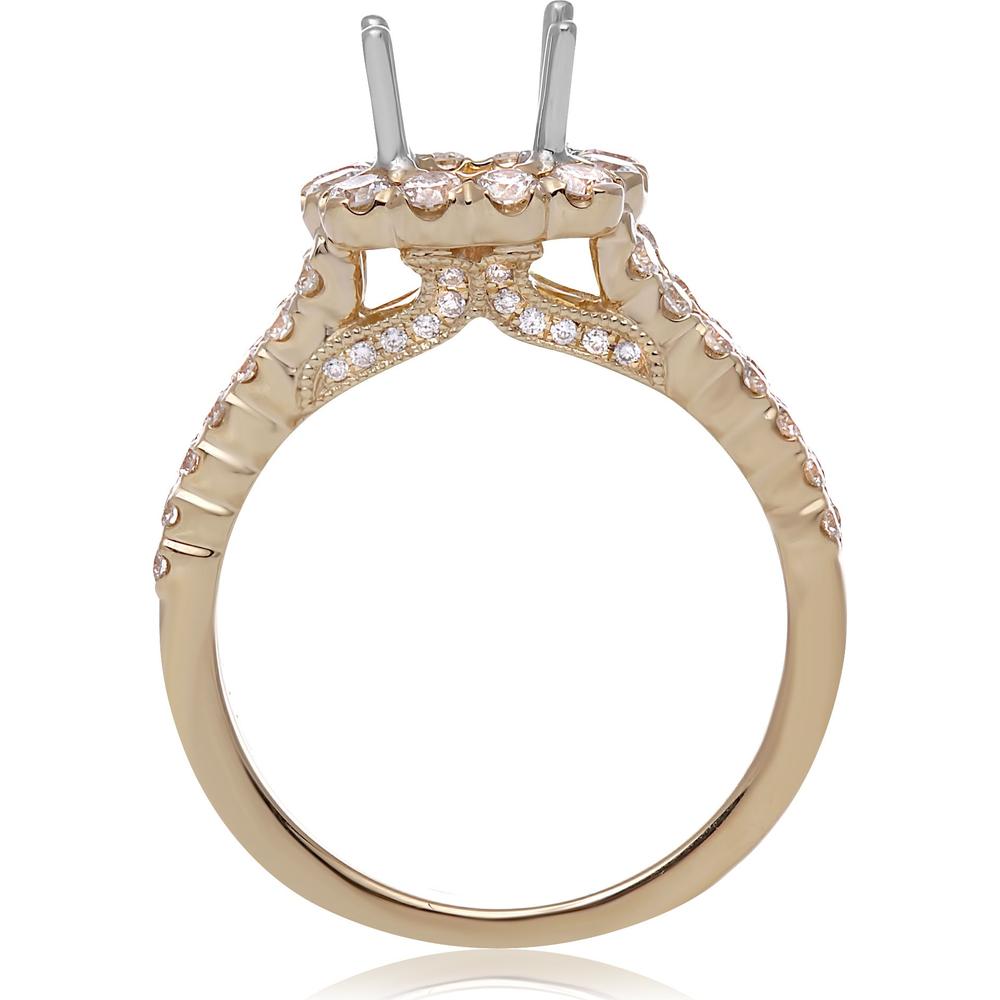 Roman & Jules - 14K Yellow Gold Round Diamond Halo Ring - 0.88 Carat Total Diamond Weight