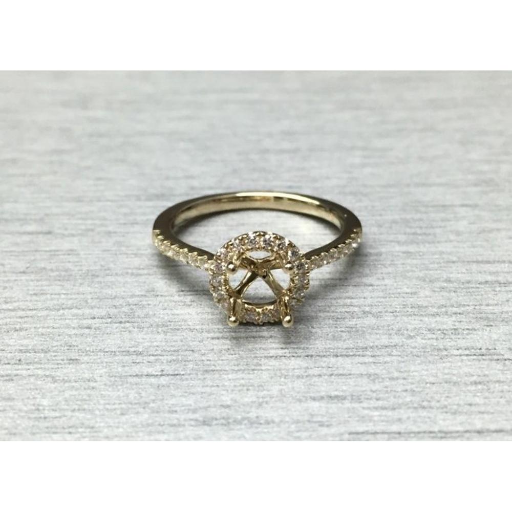 Roman & Jules - 14K Yellow Gold Round Diamond Halo Ring with Tapered Shank - 0.25 Carat Total Diamond Weight