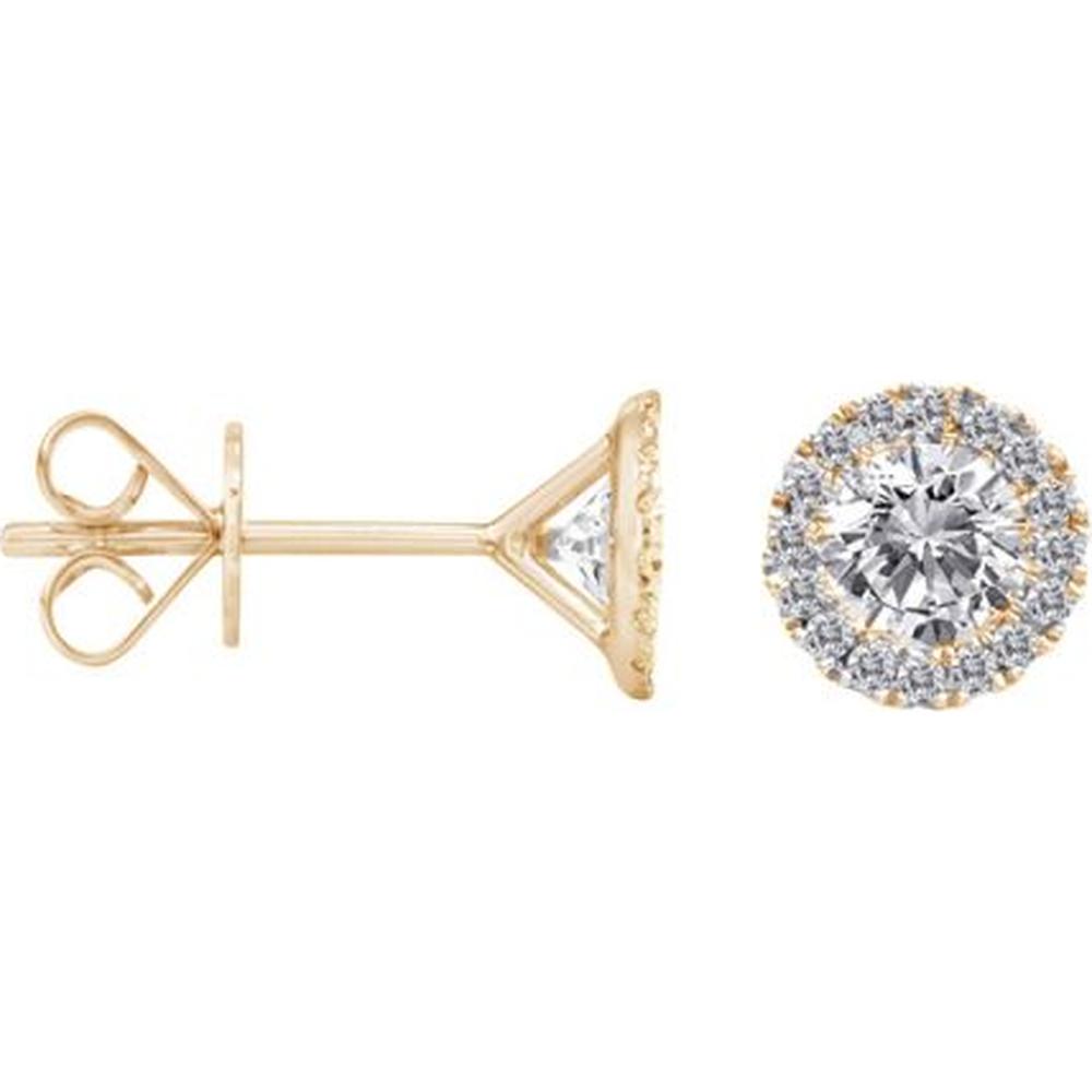Roman & Jules - 14K Yellow Gold Round Diamond Halo Stud Earrings - 0.40 Carat Total Diamond Weight