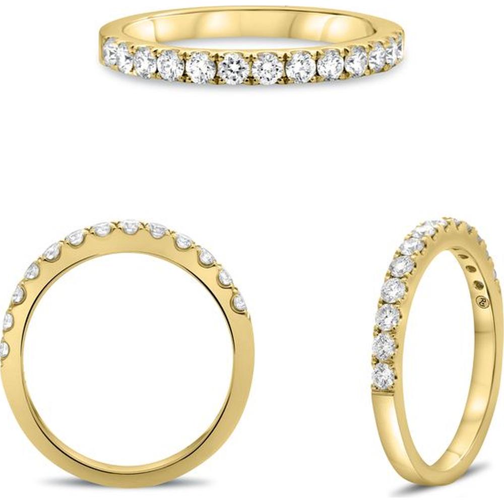 Roman & Jules - 14K Yellow Gold Round Diamond Micropavé Band Ring - 0.50 Carat Total Diamond Weight