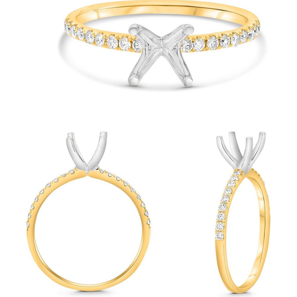 Roman & Jules - 14K Yellow Gold Round Diamond Micropavé Ring - 0.17 Carat Total Diamond Weight