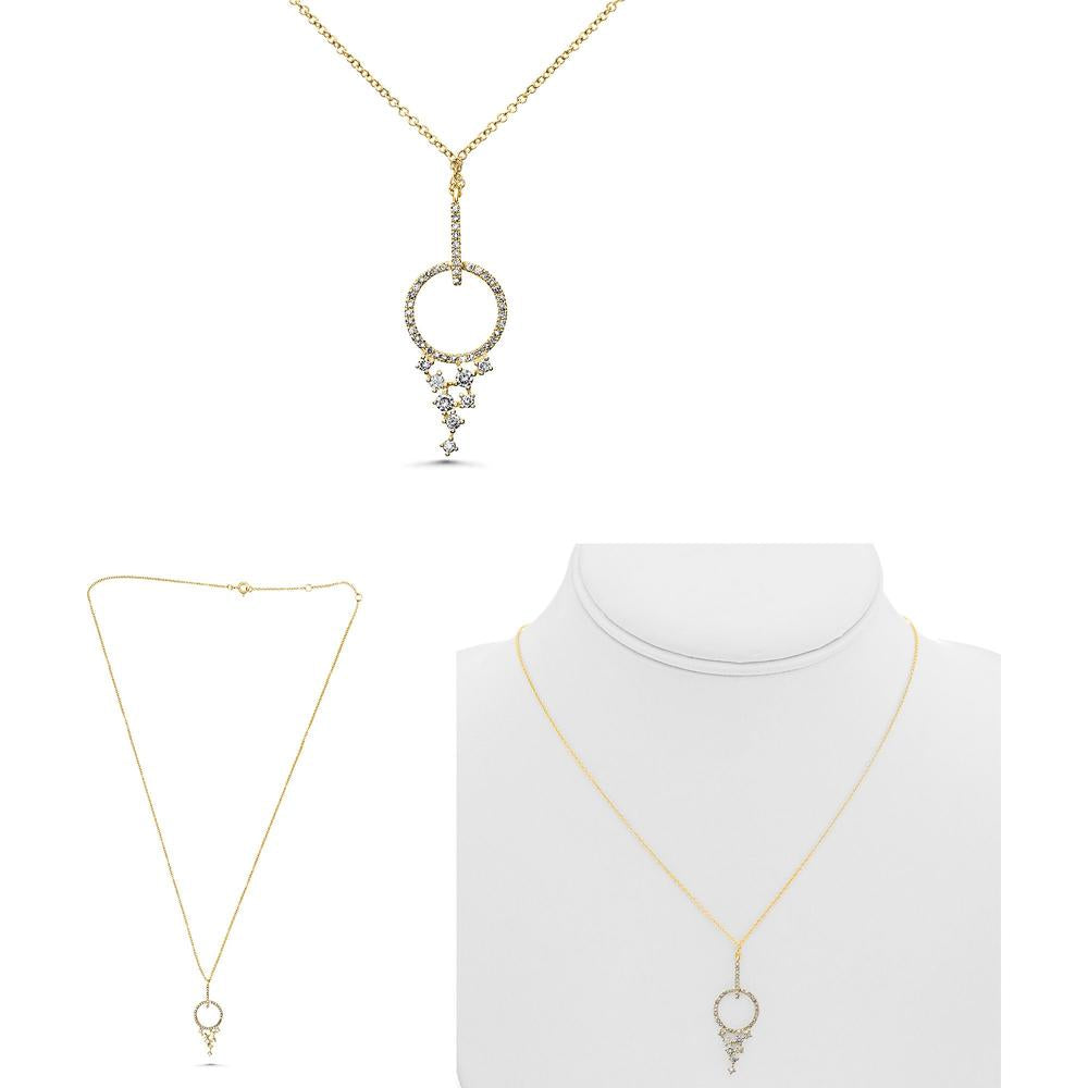 Roman & Jules - 14K Yellow Gold Round Diamond Pendant Necklace - 0.29 Carat Total Diamond Weight