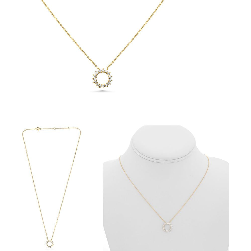 Roman & Jules - 14K Yellow Gold Round Diamond Pendant Necklace - 0.39 Carat Total Diamond Weight