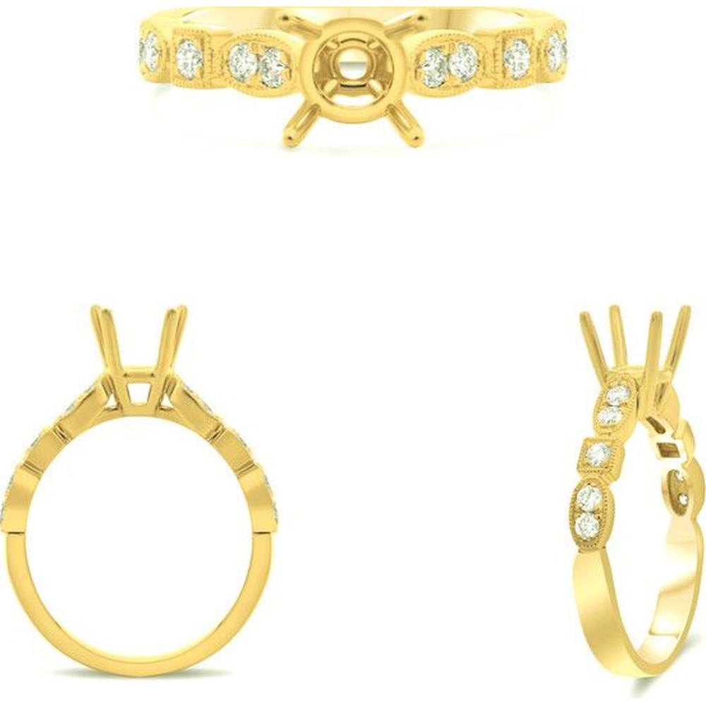 Roman & Jules - 14K Yellow Gold Round Diamond Ring - 0.27 Carat Total Diamond Weight